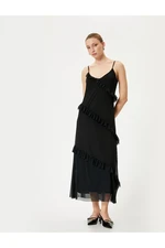 Koton Long Tulle Dress with Frilled Straps