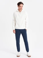 Ombre CARROT men's structured knit sweatpants - dark blue