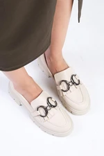 Mio Gusto Suzi Women's Beige Color Thick-soled Loafers