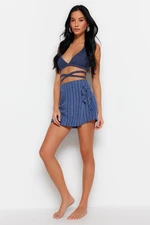 Trendyol Blue Woven Tied Linen Blend Shorts Skirt