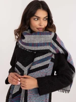 Black and gray women's scarf with patterns