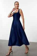 Trendyol Navy Blue A-Line Satin Woven Dress