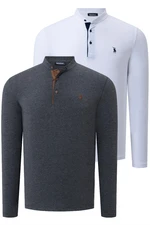 DOUBLE SET V4009 DEWBERRY MEN'S SWEATSHIRT-WHITE-ANTHRACITE