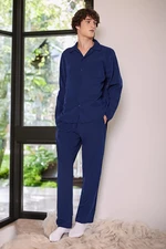 Trendyol Navy Blue Regular Fit Woven Pajama Set