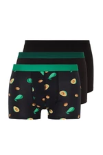 Trendyol Multicolored 3-Piece Avocado Patterned-Plain Pack Cotton Boxers