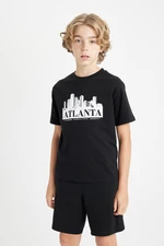 DEFACTO Boy's Crew Neck Printed Short Sleeve T-Shirt