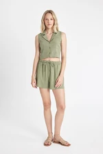 DEFACTO Regular Fit Normal Waist Linen Blend Shorts