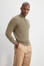 Trendyol Beige Slim Half Turtleneck Textured Knitwear Sweater