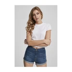 Women's T-shirt with cropped ribs in white