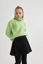 DEFACTO Girl Oversize Wide Pattern Turtleneck Knitwear Sweater B1729a823wn