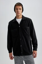 DEFACTO Relax Fit Fleece Basic Plain Long Sleeve Shirt