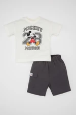 DEFACTO Baby Boy Disney Mickey & Minnie Short Sleeve T-shirt Shorts 2-Piece Set