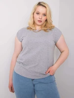 Larger cotton blouse in gray-brown color