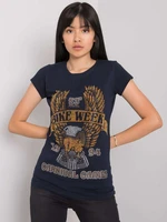 Women's navy blue t-shirt with appliqué