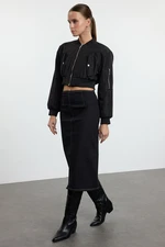 Trendyol Black Waist Detailed High Waist Denim Skirt