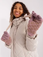 Dusty pink gloves with geometric patterns