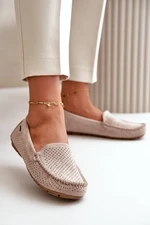 Women's openwork moccasins light beige Rasirna