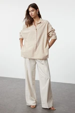 Trendyol Beige Linen Look Woven Shirt