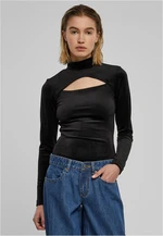 Women's velvet turtleneck in black