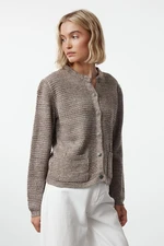 Trendyol Mink Crew Neck Knitted Cardigan