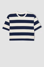 DEFACTO Boxy Fit Striped Crew Neck Basic Short Sleeve T-Shirt