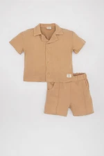 DEFACTO Baby Boy 2-Piece Set Muslin Short Sleeve Shirt Shorts