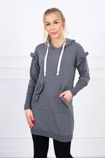 Dress with decorative ruffles and hood made of graphite