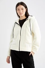 DEFACTO Slim Fit Hooded Plush Cardigan