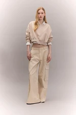 DEFACTO Cool Gabardine Trousers Wide Leg Wide Leg Cargo Pocket Basic Plain