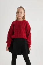 DEFACTO Girl's Crew Neck Knitwear Sweater