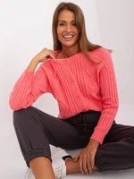 Women's coral cardigan with cables