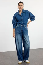 Trendyol Blue High Waist Barrel Baggy Jeans