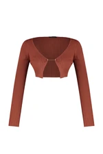 Trendyol Brown Crop Knitwear Cardigan