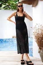 Trendyol Black Maxi Slit Knitwear Look Beach Dress