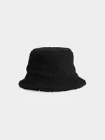 Dámsky plyšový klobúk typu bucket hat - čierny