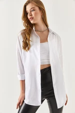 armonika Oversize Long Basic Shirt - White