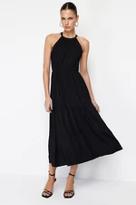 Trendyol Black*001 Halter Printed A-Line Maxi Knitted Maxi Dress