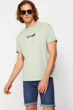 Trendyol Mint Oversize/Wide Cut Raised Text Back Printed 100% Cotton T-shirt