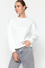 Trendyol Thick Ecru with Fleece Inside Regular/Normal fit Crew Neck Basic Knitted Sweatshirt