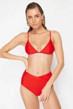 Trendyol Red V-Cut High Waist Hipster Bikini Bottom