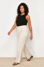 Trendyol Curve Stone Straight Cut Wide Leg Pleated Woven Trousers