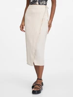 Beige women's midi wrap skirt with linen ORSAY
