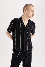 DEFACTO Regular Fit Short Sleeve Striped Poplin Shirt