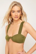 Trendyol Khaki Bralette Knotted Bikini Top