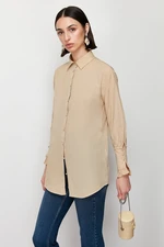 Trendyol Stone Ruffle Detailed Cotton Woven Shirt