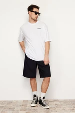 Trendyol White Oversize/Wide Cut Text Printed Short Sleeve 100% Cotton T-Shirt