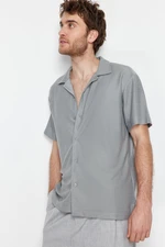 Trendyol Gray Relaxed Fit Open Collar Shirt