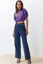 Trendyol Purple Woven Floral Pattern Blouse