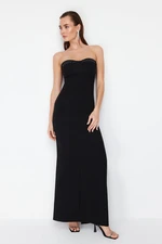 Trendyol Black Glittering Stone Woven Long Evening Dress