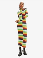 Yellow-Green Womens Sweater Striped Dress Desigual Sico - Women